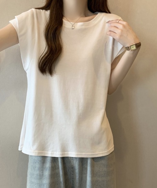 SAISON DE PAPILLON(セゾンドパピヨン)の「【新作登場】カットソー レディース トップス Tシャツ フレンチスリーブ ダブルショルダー(Tシャツ/カットソー・レディース・ホワイト/ブラック/チャコール・L/M)」の16枚目の写真
