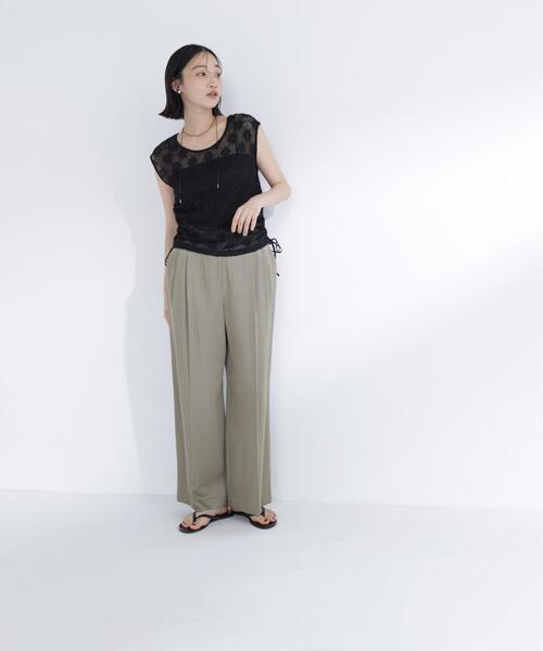NATURAL BEAUTY BASIC(ナチュラルビューティーベーシック)の「ドロストレースカットソー(Tシャツ/カットソー・レディース・オフホワイト/ブラック・フリ-)」の15枚目の写真