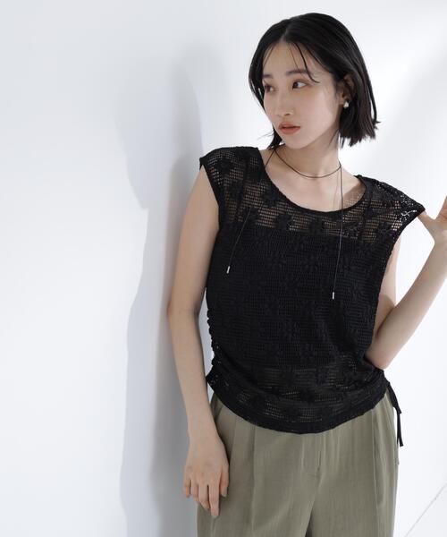 NATURAL BEAUTY BASIC(ナチュラルビューティーベーシック)の「ドロストレースカットソー(Tシャツ/カットソー・レディース・オフホワイト/ブラック・フリ-)」の16枚目の写真
