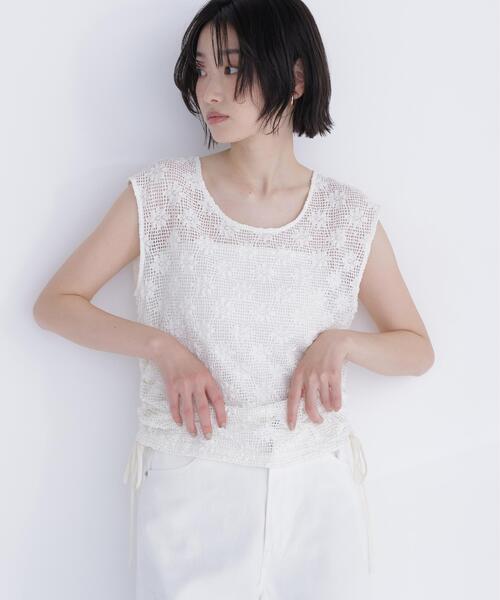 NATURAL BEAUTY BASIC(ナチュラルビューティーベーシック)の「ドロストレースカットソー(Tシャツ/カットソー・レディース・オフホワイト/ブラック・フリ-)」の20枚目の写真