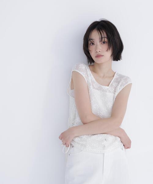 NATURAL BEAUTY BASIC(ナチュラルビューティーベーシック)の「ドロストレースカットソー(Tシャツ/カットソー・レディース・オフホワイト/ブラック・フリ-)」の22枚目の写真
