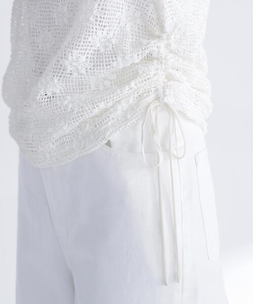 NATURAL BEAUTY BASIC(ナチュラルビューティーベーシック)の「ドロストレースカットソー(Tシャツ/カットソー・レディース・オフホワイト/ブラック・フリ-)」の5枚目の写真