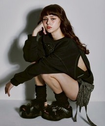 GATELESS（ゲートレス）の「【GATELESS】FUR PLATFORM SILPPERS / 【ゲートレス】ファーダブルベルトプラットフォームサンダル（サンダル）」