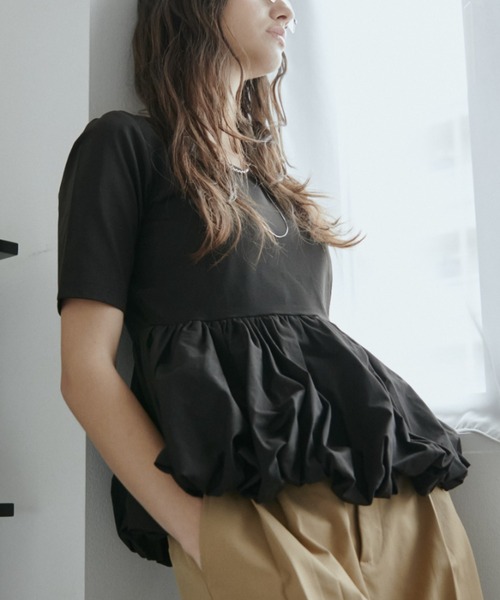 Aunt Marie's(アントマリーズ)の「ペプラムバルーンTシャツ(Tシャツ/カットソー・レディース・ブラック/ホワイト/ネイビー・FREE)」の21枚目の写真
