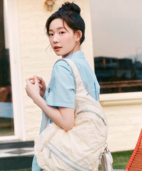 COVERNAT WOMAN（カバーナットウーマン）の「ウィメンズシアサーカー ハーフシャツ スカイブルー（シャツ/ブラウス・レディース・その他・WS/WM）」の4枚目の写真