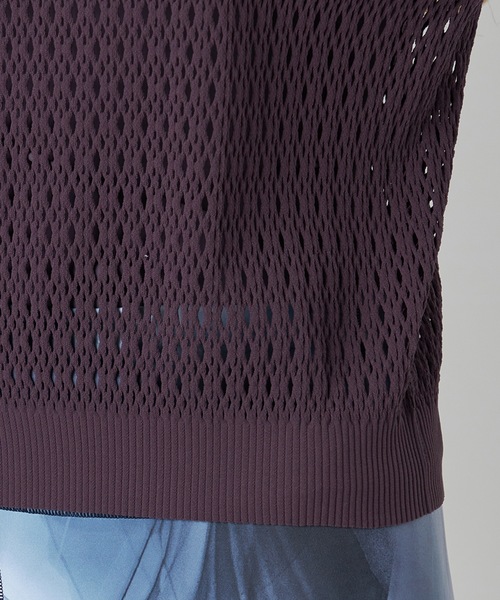 Chacott(チャコット)の「【ノーソイングニット】メッシュニット半袖プルオーバー(ニット/セーター・レディース・ブラック/ダークパープル・M)」の8枚目の写真