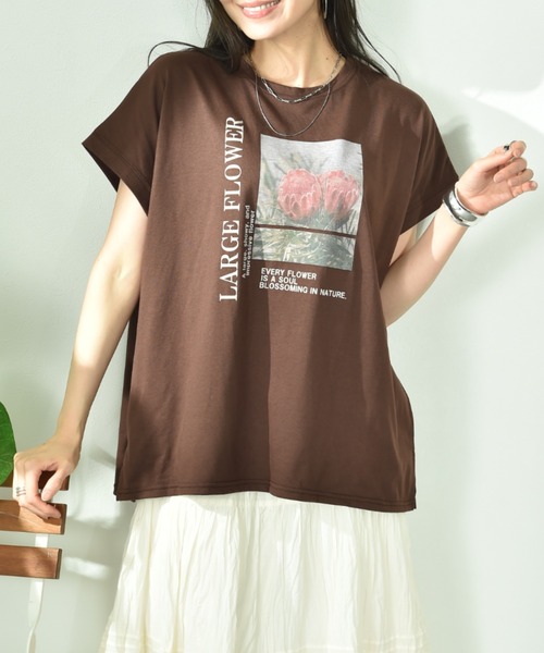 INTERPLANET(インタープラネット)の「フォトプリントロゴTシャツ(Tシャツ/カットソー・レディース・オフホワイト/ブラック/ブラウン・FREE)」の9枚目の写真