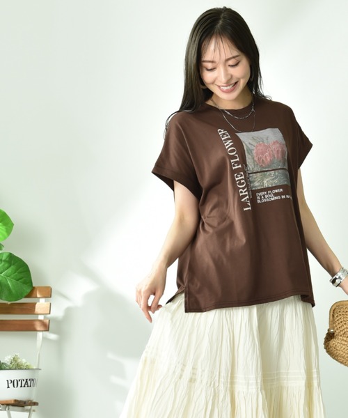 INTERPLANET(インタープラネット)の「フォトプリントロゴTシャツ(Tシャツ/カットソー・レディース・オフホワイト/ブラック/ブラウン・FREE)」の6枚目の写真
