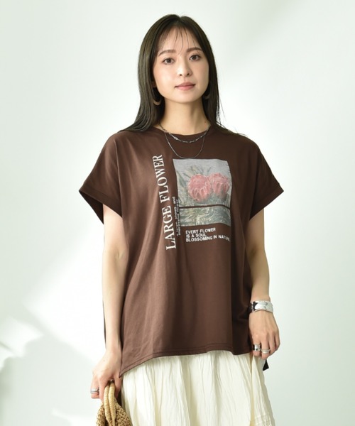 INTERPLANET(インタープラネット)の「フォトプリントロゴTシャツ(Tシャツ/カットソー・レディース・オフホワイト/ブラック/ブラウン・FREE)」の5枚目の写真