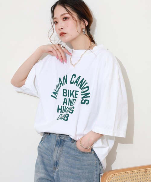 FUNALIVE（ファンアライブ）の「LE MELANGE アーチロゴプリント半袖Tシャツ（Tシャツ/カットソー・レディース・ブラウン/ベージュ/ホワイト・FREE）」の6枚目の写真