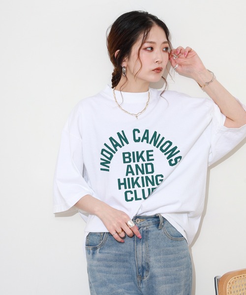 FUNALIVE（ファンアライブ）の「LE MELANGE アーチロゴプリント半袖Tシャツ（Tシャツ/カットソー・レディース・ブラウン/ベージュ/ホワイト・FREE）」の9枚目の写真