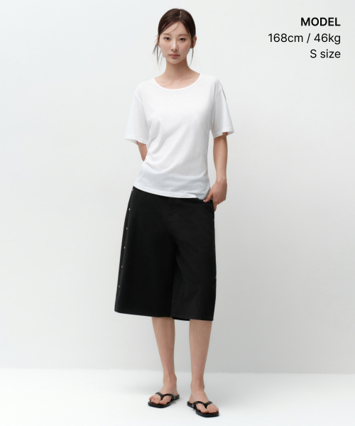 MUSINSA STANDARD WOMAN（ムシンサスタンダードウーマン）の「ウィメンズリラックスドライトウェイトCRスクープネックTシャツ[ホワイト]（Tシャツ/カットソー・レディース・その他・X-SMALL/SMALL/MEDIUM/LARGE）」の2枚目の写真