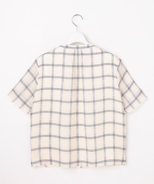 J.PRESS(ジェイプレス)の「【一枚で着映え・シーンレスに活躍】シアーチェック バンドカラー カットソー(Tシャツ/カットソー・レディース・ホワイト系/ホワイト系3/ブラック系・LARGE/MEDIUM)」の14枚目の写真