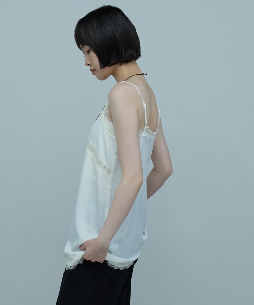leimn(レイムン)の「サテンレースキャミ(キャミソール・レディース・ブラック/ホワイト・FREE)」の5枚目の写真