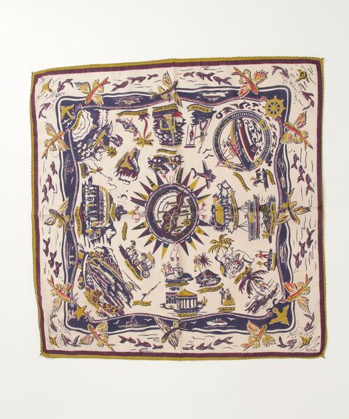 BINDU(ビンドゥー)の「(BINDU)CATALINA MAP BANDANA(バンダナ/スカーフ・レディース・ブルー/ホワイト・ONE SIZE)」の2枚目の写真