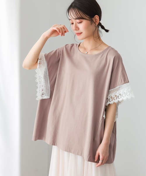 n'OrLABEL(ノアールレーベル)の「【汗じみ防止】テープレース袖カットソー(Tシャツ/カットソー・レディース・ブラック/グレイッシュベージュ・FREE)」の4枚目の写真