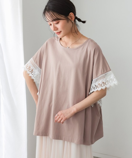 n'OrLABEL(ノアールレーベル)の「【汗じみ防止】テープレース袖カットソー(Tシャツ/カットソー・レディース・ブラック/グレイッシュベージュ・FREE)」の5枚目の写真