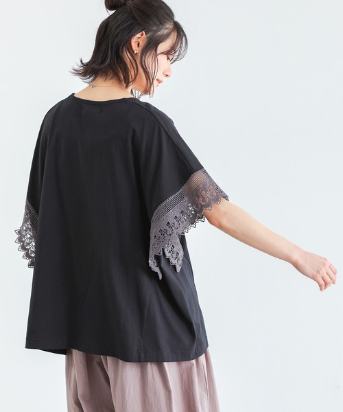 n'OrLABEL(ノアールレーベル)の「【汗じみ防止】テープレース袖カットソー(Tシャツ/カットソー・レディース・ブラック/グレイッシュベージュ・FREE)」の12枚目の写真