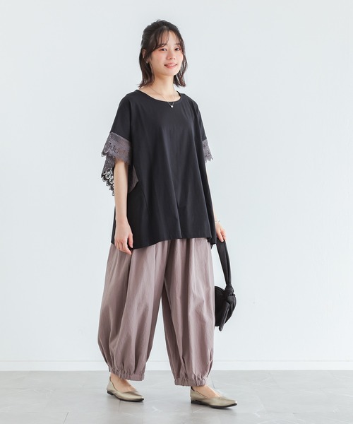 n'OrLABEL(ノアールレーベル)の「【汗じみ防止】テープレース袖カットソー(Tシャツ/カットソー・レディース・ブラック/グレイッシュベージュ・FREE)」の13枚目の写真