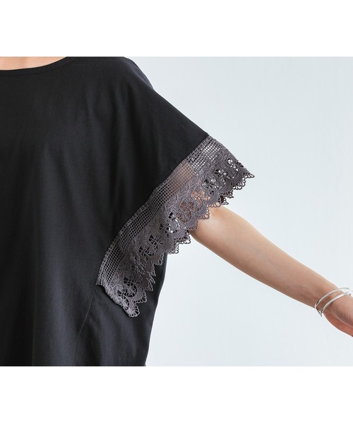 n'OrLABEL(ノアールレーベル)の「【汗じみ防止】テープレース袖カットソー(Tシャツ/カットソー・レディース・ブラック/グレイッシュベージュ・FREE)」の17枚目の写真