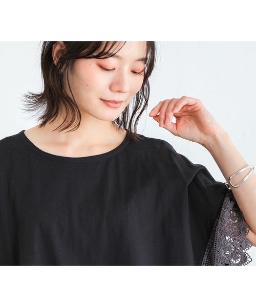 n'OrLABEL(ノアールレーベル)の「【汗じみ防止】テープレース袖カットソー(Tシャツ/カットソー・レディース・ブラック/グレイッシュベージュ・FREE)」の18枚目の写真