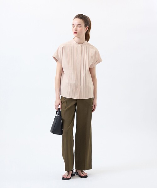 MACKINTOSH PHILOSOPHY(マッキントッシュ フィロソフィー)の「ウールライクトロピンタックブラウス(シャツ/ブラウス・レディース・ダークネイビー/ベージュ/ピンク系その他2・38/36)」の4枚目の写真