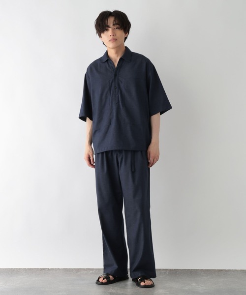 GLOBAL WORK(グローバルワーク)の「クリーンデニム/スキッパーシャツ/半袖/680656(シャツ/ブラウス・メンズ・ダークネイビー/ネイビー・LARGE/MEDIUM/SMALL)」の3枚目の写真