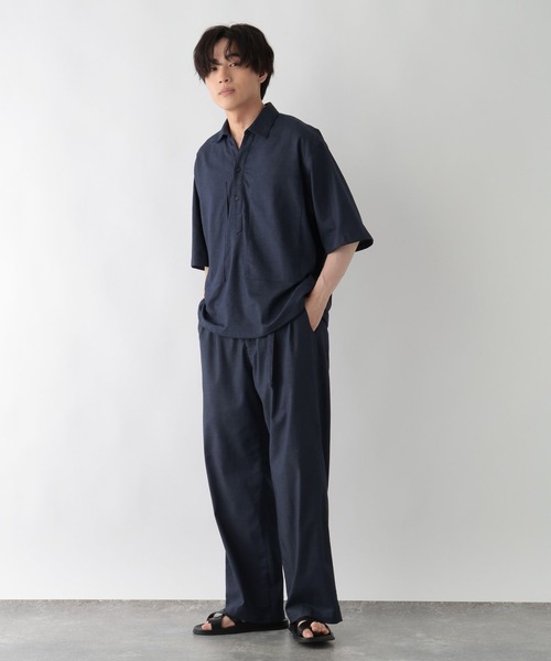 GLOBAL WORK(グローバルワーク)の「クリーンデニム/スキッパーシャツ/半袖/680656(シャツ/ブラウス・メンズ・ダークネイビー/ネイビー・LARGE/MEDIUM/SMALL)」の4枚目の写真