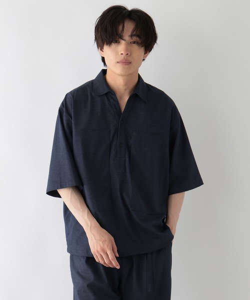 GLOBAL WORK(グローバルワーク)の「クリーンデニム/スキッパーシャツ/半袖/680656(シャツ/ブラウス・メンズ・ダークネイビー/ネイビー・LARGE/MEDIUM/SMALL)」の6枚目の写真