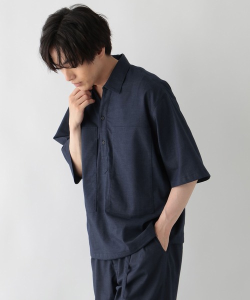 GLOBAL WORK(グローバルワーク)の「クリーンデニム/スキッパーシャツ/半袖/680656(シャツ/ブラウス・メンズ・ダークネイビー/ネイビー・LARGE/MEDIUM/SMALL)」の7枚目の写真