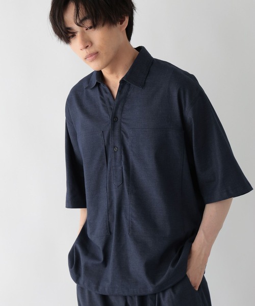 GLOBAL WORK(グローバルワーク)の「クリーンデニム/スキッパーシャツ/半袖/680656(シャツ/ブラウス・メンズ・ダークネイビー/ネイビー・LARGE/MEDIUM/SMALL)」の8枚目の写真
