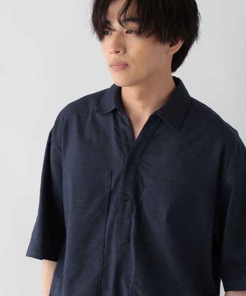 GLOBAL WORK(グローバルワーク)の「クリーンデニム/スキッパーシャツ/半袖/680656(シャツ/ブラウス・メンズ・ダークネイビー/ネイビー・LARGE/MEDIUM/SMALL)」の9枚目の写真