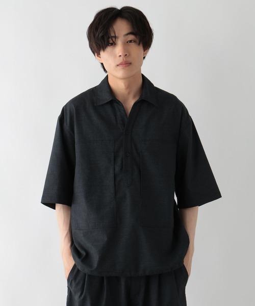 GLOBAL WORK(グローバルワーク)の「クリーンデニム/スキッパーシャツ/半袖/680656(シャツ/ブラウス・メンズ・ダークネイビー/ネイビー・LARGE/MEDIUM/SMALL)」の14枚目の写真