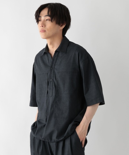 GLOBAL WORK(グローバルワーク)の「クリーンデニム/スキッパーシャツ/半袖/680656(シャツ/ブラウス・メンズ・ダークネイビー/ネイビー・LARGE/MEDIUM/SMALL)」の15枚目の写真