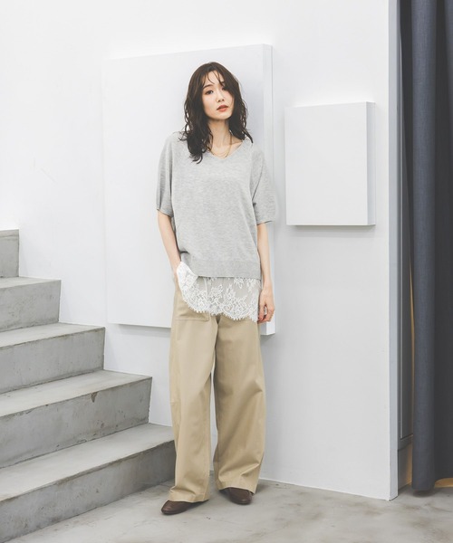 GLOBAL WORK（グローバルワーク）の「リネン混ニット2WAYプルオーバー