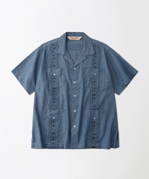 Guayabera Cuba вышитая рубашка половинка, светло-голубая