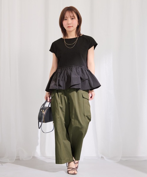 COHINA(コヒナ)の「【UV/吸湿速乾/接触冷感】アシメペプラムデザイントップス 【低身長・小柄女性】(Tシャツ/カットソー・レディース・ホワイト/ミント/ブラック・ONE SIZE)」の7枚目の写真