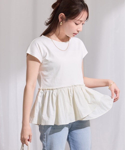 COHINA(コヒナ)の「【UV/吸湿速乾/接触冷感】アシメペプラムデザイントップス 【低身長・小柄女性】(Tシャツ/カットソー・レディース・ホワイト/ミント/ブラック・ONE SIZE)」の10枚目の写真