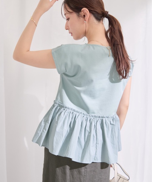 COHINA(コヒナ)の「【UV/吸湿速乾/接触冷感】アシメペプラムデザイントップス 【低身長・小柄女性】(Tシャツ/カットソー・レディース・ホワイト/ミント/ブラック・ONE SIZE)」の18枚目の写真