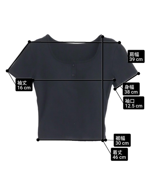 ANAP(アナップ)の「カップ付 ボタンデザイン ぴたっとTシャツ(Tシャツ/カットソー・レディース・ブラック/ホワイト・F)」の13枚目の写真