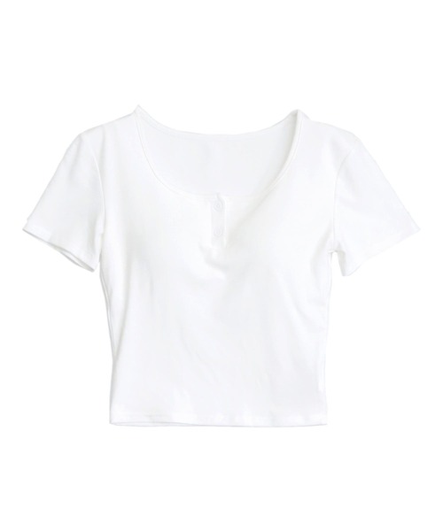 ANAP(アナップ)の「カップ付 ボタンデザイン ぴたっとTシャツ(Tシャツ/カットソー・レディース・ブラック/ホワイト・F)」の12枚目の写真