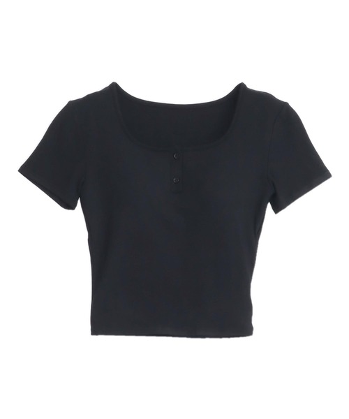 ANAP(アナップ)の「カップ付 ボタンデザイン ぴたっとTシャツ(Tシャツ/カットソー・レディース・ブラック/ホワイト・F)」の11枚目の写真
