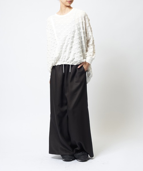 gomme(ゴム)の「ドットアシメT(Tシャツ/カットソー・レディース・ホワイト/ブラック/チャコールグレー・MEDIUM)」の4枚目の写真