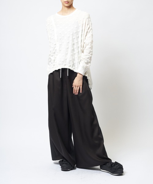 gomme(ゴム)の「ドットアシメT(Tシャツ/カットソー・レディース・ホワイト/ブラック/チャコールグレー・MEDIUM)」の6枚目の写真