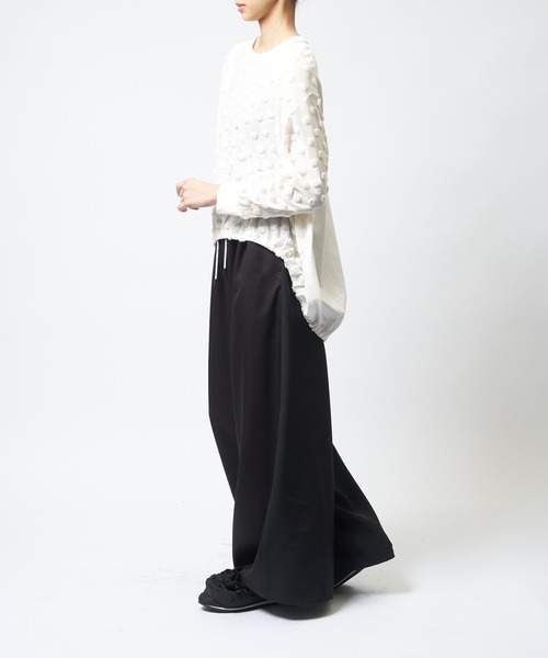 gomme(ゴム)の「ドットアシメT(Tシャツ/カットソー・レディース・ホワイト/ブラック/チャコールグレー・MEDIUM)」の7枚目の写真