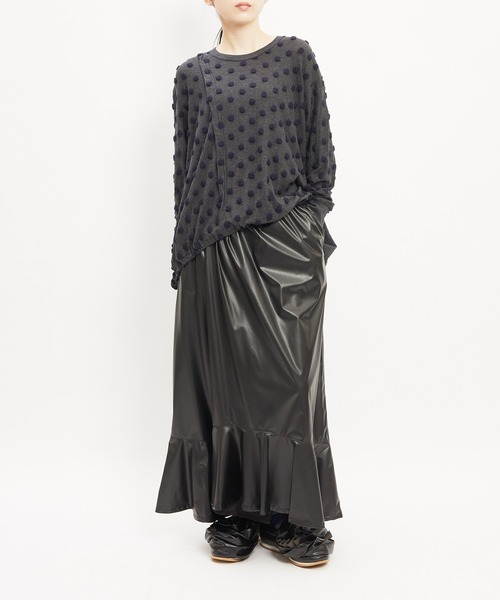 gomme(ゴム)の「ドットアシメT(Tシャツ/カットソー・レディース・ホワイト/ブラック/チャコールグレー・MEDIUM)」の9枚目の写真