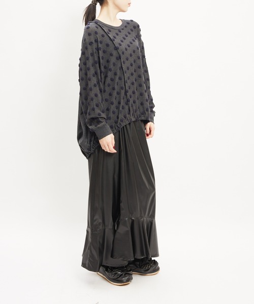 gomme(ゴム)の「ドットアシメT(Tシャツ/カットソー・レディース・ホワイト/ブラック/チャコールグレー・MEDIUM)」の10枚目の写真