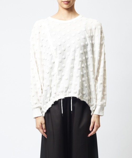 gomme(ゴム)の「ドットアシメT(Tシャツ/カットソー・レディース・ホワイト/ブラック/チャコールグレー・MEDIUM)」の15枚目の写真