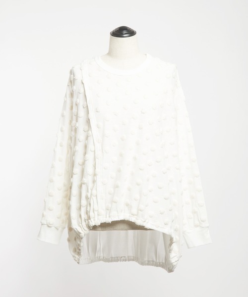 gomme(ゴム)の「ドットアシメT(Tシャツ/カットソー・レディース・ホワイト/ブラック/チャコールグレー・MEDIUM)」の18枚目の写真