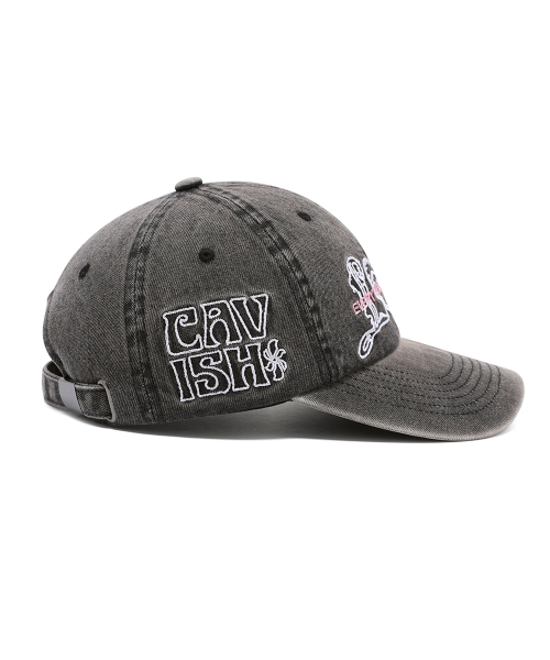 Cavish(カビシ)の「WASHED DENIM EMB BALL CAP BLACK(CV2FSUAB22A)(キャップ・レディース・ブラック・FREE)」の4枚目の写真